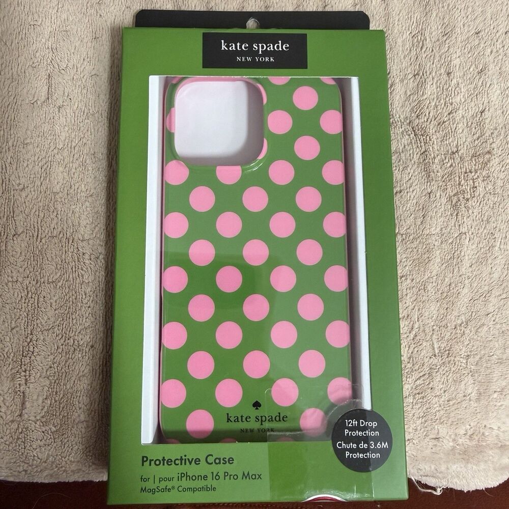 Kate Spade New York Green Pink Polka Dot MagSafe Drop Case iPhone 16 Pro Max